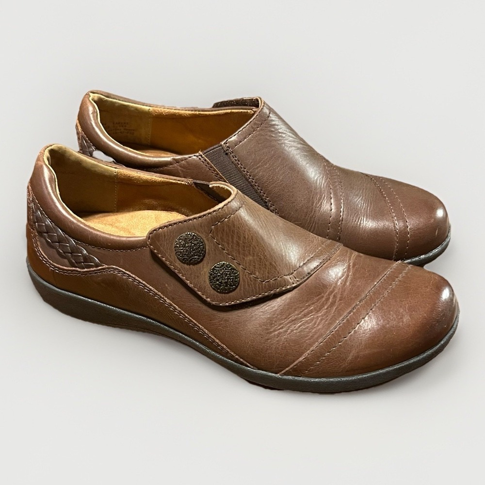 Aetrex Karina Brown Leather Comfort‎ Slip On Shoes Women's 8.5 EU 39